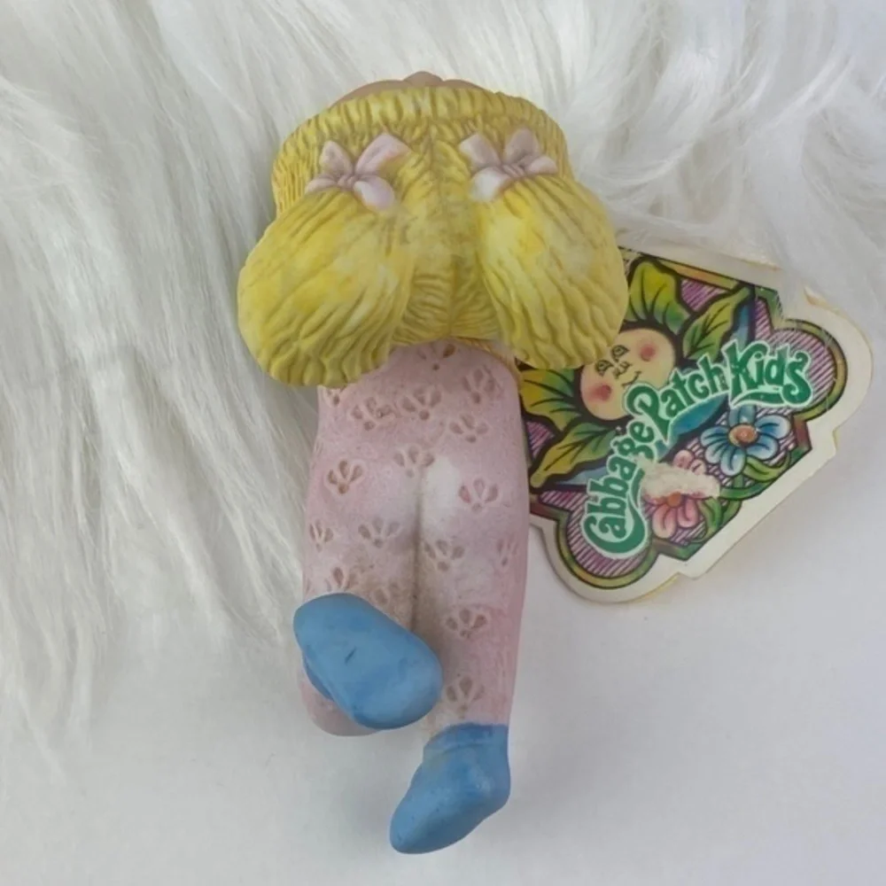Cabbage Patch Kids Figurine Pink Overalls Blonde Girl Pigtails Vintage 1984